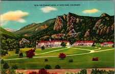 Vintage Linen Postcard The Stanley Hotel Estes Park Colorado Mountain View picture