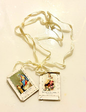 Vintage Scapular Our Lady of Mount Carmel & St. Simon Stock - Printed in Italy picture