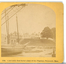 MASSACHUSETTS, Cole's Hill, First Burial Place Of Pilgrims--Stereoview T41 picture