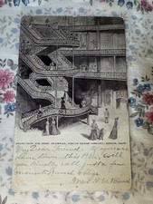 1905 Jordan Marsh Boston Postcard Grand Iron & Steel Stairway Interior picture