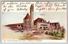 1906 St. Louis Union Station Postcard 1904 World's Fair H.R.R. Co. Litho picture