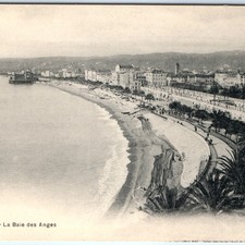 c1910s Nice, France Postcard La Baie des Anges Bay Beach Promenade Palm A373 picture