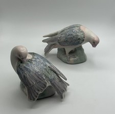 Vintage WBI China Porcelain Dove Bird Figurines Pair Pastel Hand Painted MCM picture