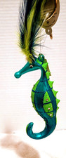 CHRISTOPHER RADKO ITALIAN SEAHORSE ORNAMENT WITH FEATHERED HEADDRESS NWT VINTAGE picture