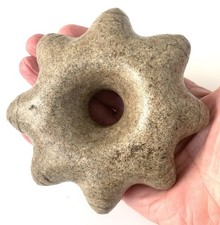 Antique Inca pre-Columbian dense stone 8-point star-shaped MACE head Club picture