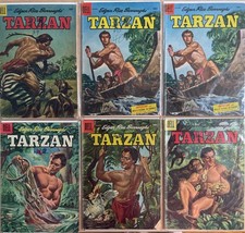 Tarzan Comic Lot of 6 Dell Comics Beautiful Painted Covers 1955, Golden Age picture