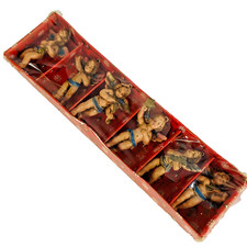 Set 6 Vintage Angel Cherubs Ornaments Hard Plastic Christmas Holiday Italy 2.5