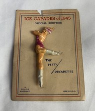 Vtg 1945 Ice Capades Official Souvenir Pin George Petty Orcadette Original Card picture