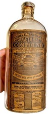 Antique Lydia Pinkham Vegetable Compound Bottle w Label Lynn Massachusetts c1910 picture
