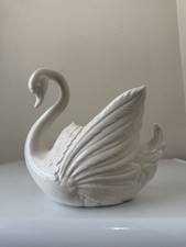 Ceramic Swan Planter, 7” Tall 8” Wide, In Good Condition picture