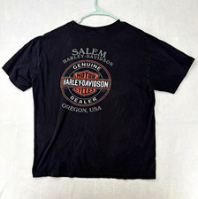 Harley-Davidson Vintage Iron Salem Oregon Dealer Black Graphic T-Shirt XL picture