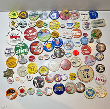 80+ pins Huge Lot Vintage Buttons 1970s 1980s 1990s PNW Pop Culture Advertising picture