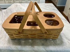 Longaberger Small Gathering Basket Set WoodCrafts Road Trip Lid Protectors Inser picture