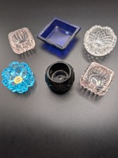 Vintage Lot Of 6 Multi Colored Glass Salt Cellars, Glow,Black, Blue picture
