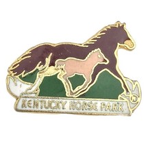 Kentucky Horse Park Pin Vintage Travel Souvenir Metal Gold Tone Enamel picture