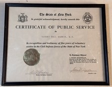 Nelson Rockefeller & Clarence R. Huebner Signed Award New York Gold Seal Vintage picture