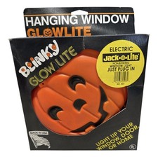 Vtg 1990’s Blinky Glow Lite Pumpkin Jack O Lantern Light Blow Mold Halloween 9x7 picture