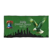 Philadelphia skyline eagle beach towel | Liberty Bell design picture