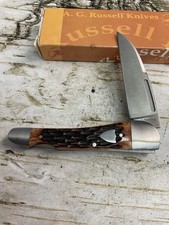 A.G Russell Jigged Bone Single Blade Warncliffe Jack Pocket Knife TB13 picture