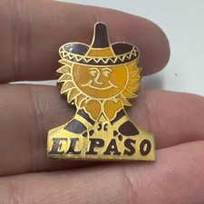 Vintage Amigo Man El Paso Smiling Sun Sombrero Logo Lapel Pin Texas picture