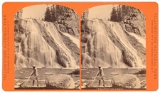 YELLOWSTONE STEREOVIEW - Gibbon Falls - FJ Haynes 1880s ORANGE MOUNT picture
