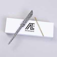 AE Damascus Steel Knife Blank - RainDrop Pattern with Mosaic Pin picture