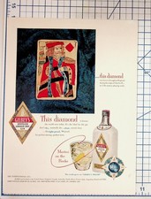 Vintage Gilbey's Gin Ad 1950s King of Diamonds Playing Card Martini Print picture