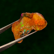 Rare Mexican Fire Opal Rough 26.15 Ct, Natural Orange Opal With Red Green Fire picture
