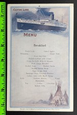 Vintage Clyde Line Cruise Ship Breakfast Food Menu picture