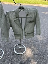 Antique vintage Metal Mesh Jacket Sculpture with 3D Effect on Stand. Home Decor. picture