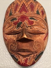 Vintage Handcarved and Painted Wood Dotted Balinese Mask Indonesia picture