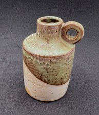 Otagiri Japanese Stoneware Miniature Whiskey Jug Drip Glaze Cream Green Vase picture