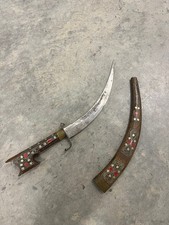 Moroccan Nimcha Steel Sword, Red Inlay Circa 1700 - 1850 AD Damascus Steel  picture