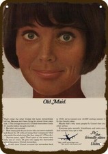 1967 UNITED AIRLINES Old Maid Stewardess Vntg-Look DECORATIVE REPLICA METAL SIGN picture