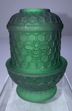 Beehive Glass Honeycomb Fairy Lamp Emerald Mist NEW Release 3.25x2.5” picture