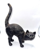 ANTIQUE BLACK CAT CAST IRON HUBLEY DOOR STOP #216 Halloween Decor picture