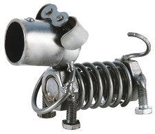 Spring Dog Hand Crafted Recycled Metal Art Sculpture Figurine   picture