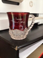 3” Eapg Ruby Flash Cup Norwood Minn Souvenir Minnesota 1900’s Young America  picture