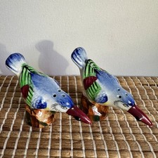 Vintage Japan Kingfisher Bird Salt Pepper Shakers Ceramic 3.5