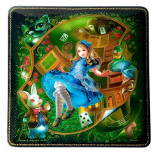 Alice in Wonderland Lacquer Box Keepsake Jewelry Trinket Box 6.3 x 6.3 picture