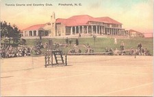 Lithograph Pinehurst NC County Club & Tennis Courts 1920s picture