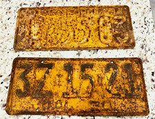 Vintage California License Plates Lot 1930 & 1934 - Rustic Garage Decor Patina picture