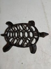 Vintage V.G INC Cast Iron Ornate Turtle Trivet Pot Holder picture