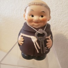 Vintage Goebel W Germany Coin Bank Friar Tuck Ceramic Bank with Key Lock picture