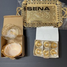 Sena Turkish Coffee Tea Glasses Saucers Tray Bowls Set picture