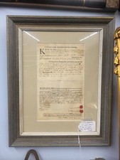 Cool History 1758 Waterbury CT Land Deed and Bill of Sale Framed picture
