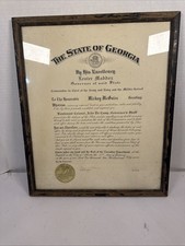 1962 State of Ga. Certificate Signed by Governor Lester Maddox Framed 15x18” picture