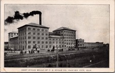 Garden City, KS Beet Sugar Mills U.S. Sugar Co. Industrial RPPC Postcard c.1910 picture