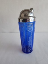 RARE 1930’s Vintage Art Deco Cobalt Blue Glass and Chrome Recipe Cocktail Shaker picture