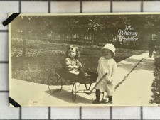 Antique 1910s Photo Girls Wheelbarrow Mason Photo Shop Armour South Dakota picture